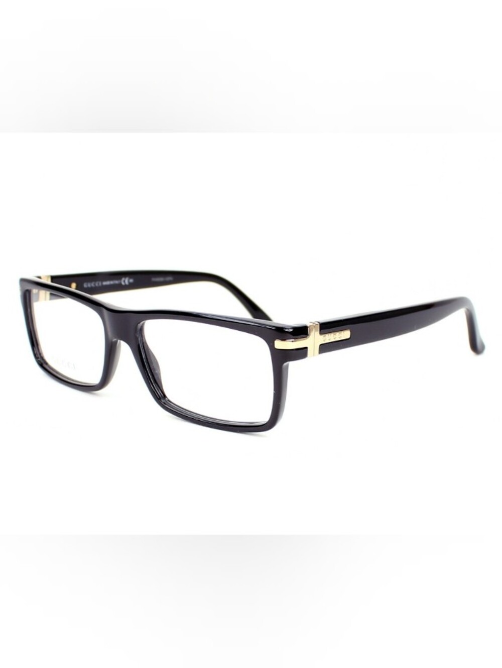 Gucci Vintage GG1053 807 Vintage Rectangular Eyeglasses Black/Gold Italy EUC